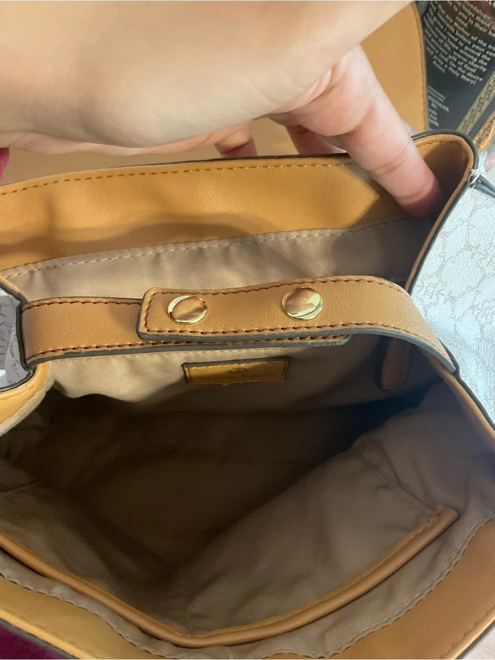 Nanette Lepore White and Tan Crossbody Satchel